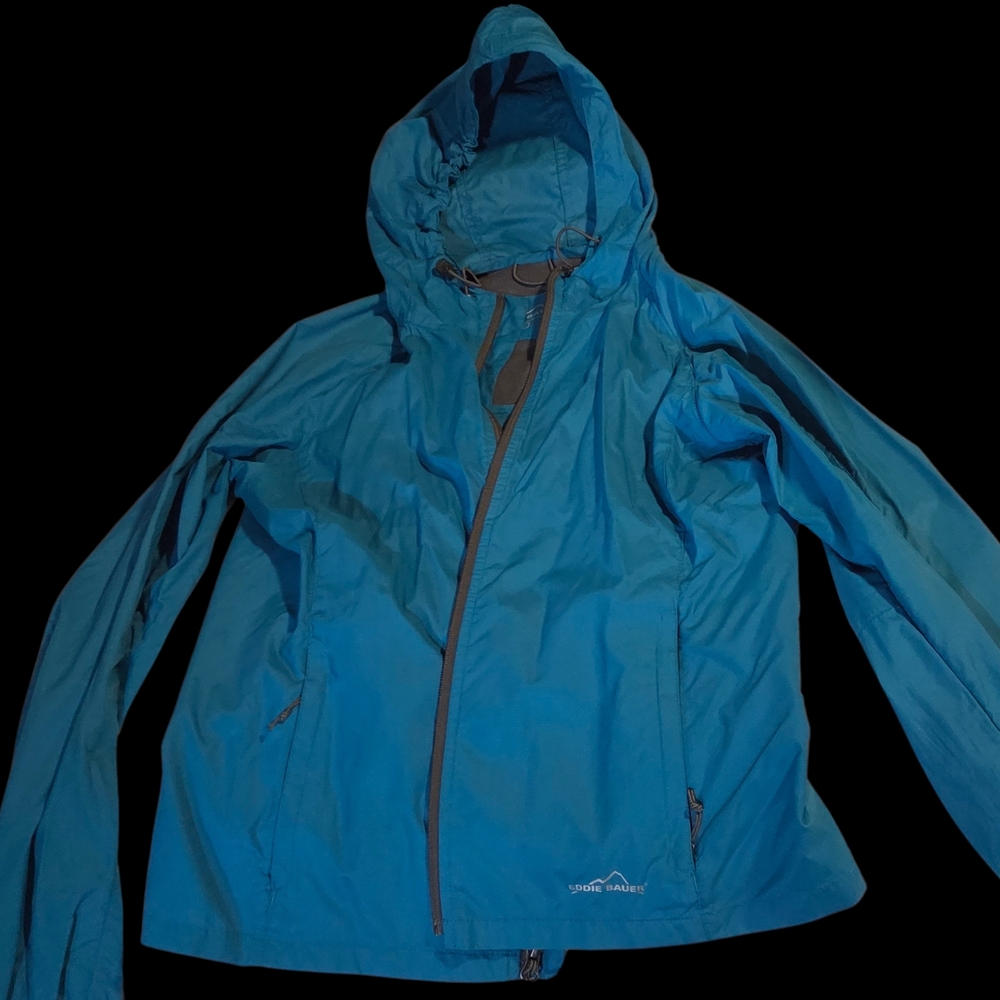 Eddie Bauer Teal Packable Rain Jacket